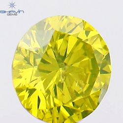 0.14 CT Round Shape Natural Diamond Green Yellow Color SI2 Clarity (3.34 MM)
