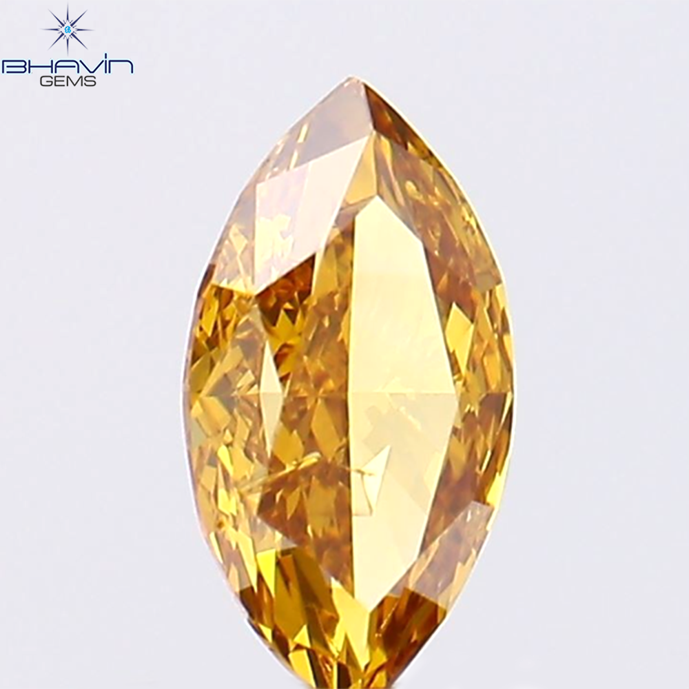 0.36 CT Marquise Shape Natural Diamond Orange Color SI2 Clarity (6.43 MM)