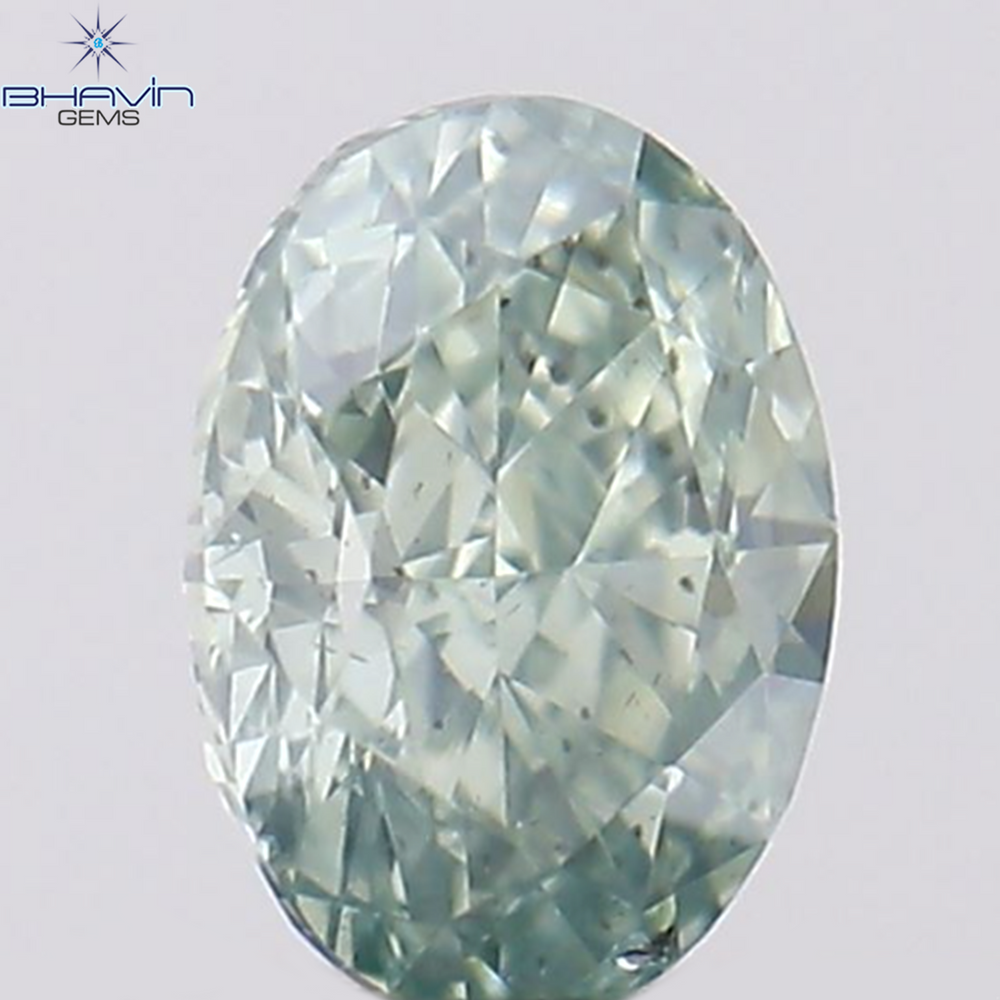 0.18 CT Oval Shape Natural Diamond Bluish Green Color VS2 Clarity (3.87 MM)