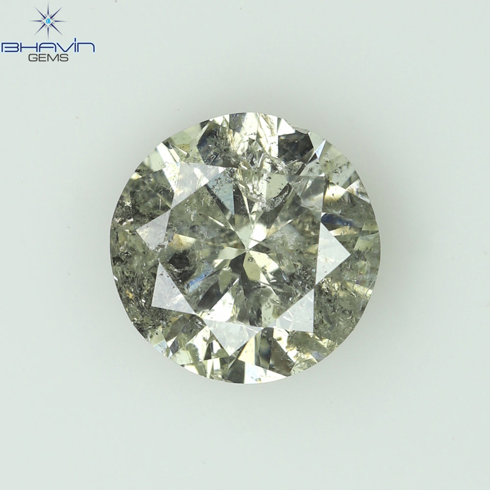 0.63 CT Round Shape Natural Loose Diamond Salt And Pepper Color I2 Clarity (5.55 MM)