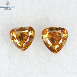 0.10 CT/2 Pcs Heart Shape Natural Diamond Orange Color VS2 Clarity (2.47 MM)