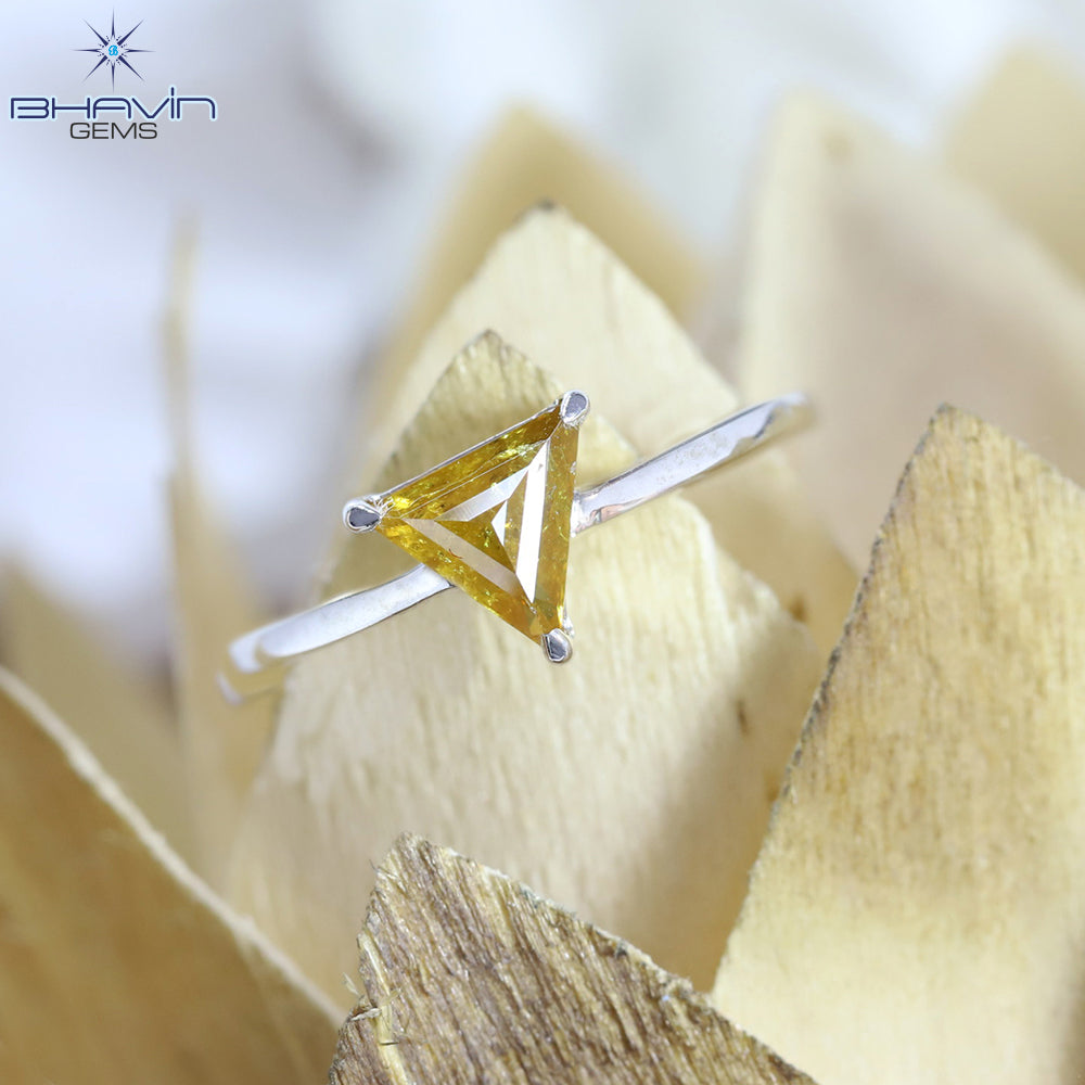 Triangle Diamond, Natural Diamond Ring, Salt And pepper Diamond, Gold Ring, Engagement Ring, Wedding Ring, Diamond Ring