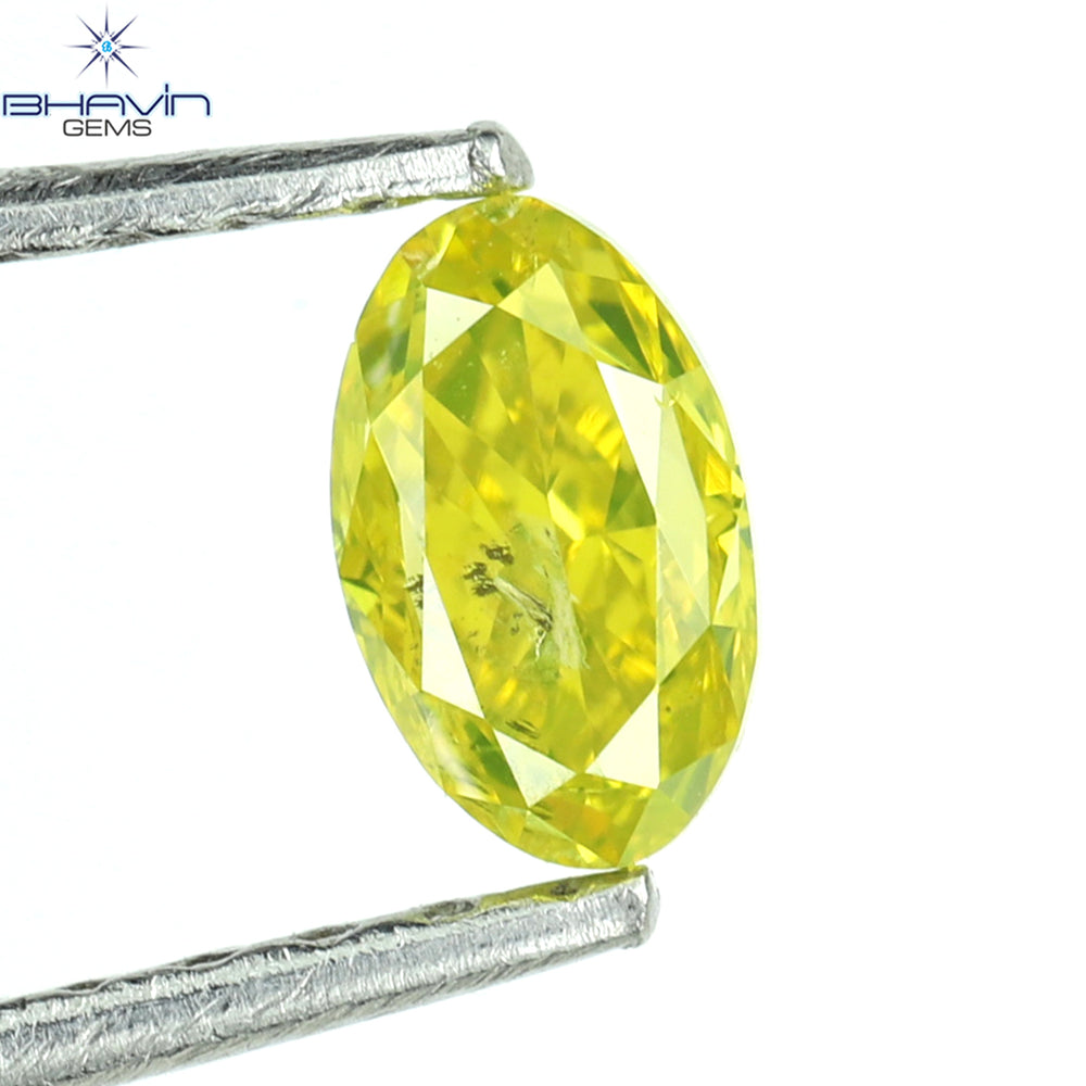 0.34 CT Oval Shape Enhanced Yellow Color Natural Diamond I3 Clarity (4.91 MM)