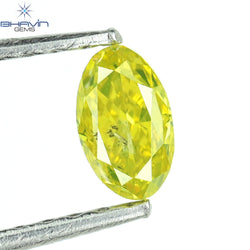 0.34 CT Oval Shape Enhanced Yellow Color Natural Diamond I3 Clarity (4.91 MM)
