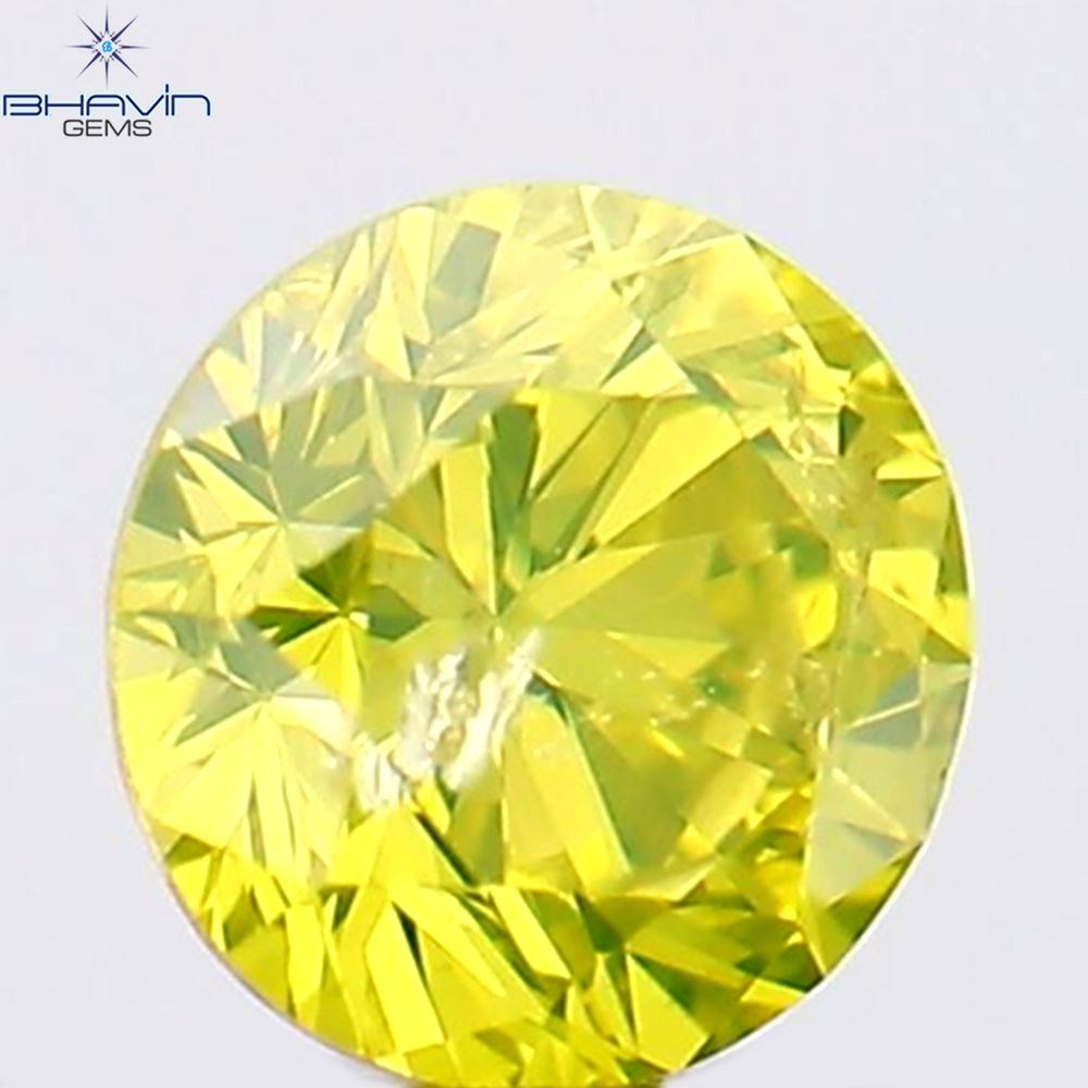 0.13 CT Round Shape Natural Diamond Green Yellow Color SI2 Clarity (3.19 MM)