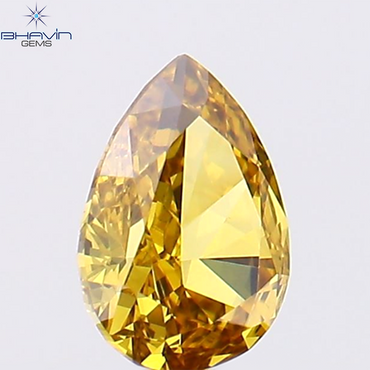 0.28 CT Pear Shape Natural Diamond Orange Color VS1 Clarity (4.98 MM)