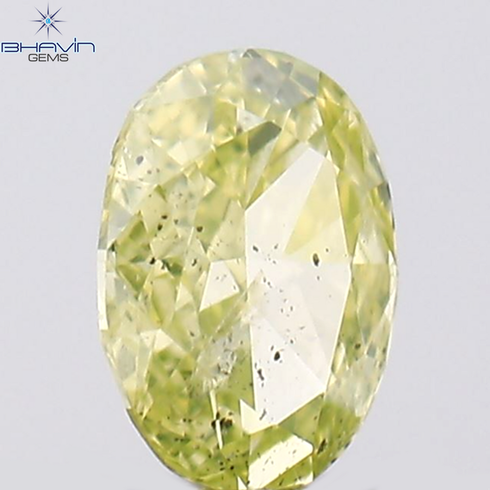 0.14 CT Oval Shape Natural Diamond Greenish Yellow Color SI2 Clarity (3.82 MM)