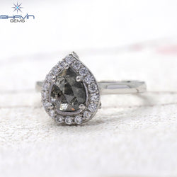 Pear Diamond Natural Diamond Ring Salt And Pepper Color Gold Ring Engagement Ring