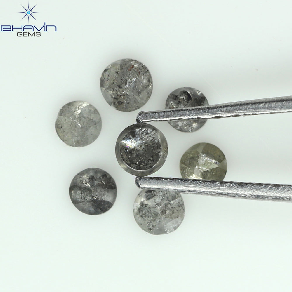 1.05 CT、ノーカット ポルキ シェイプ、天然ダイヤモンド、ブルー カラー、I3 クラリティ (5.42 MM)