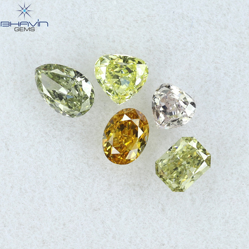 0.70 CT/5 Pcs Mix Shape Natural Diamond Mix Color VS2 Clarity (4.10 MM)