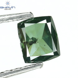 0.28 CT クッション シェイプ エンハンスト ブルーイッシュ グリーン カラー 天然ダイヤモンド I1 クラリティ (4.22 MM)