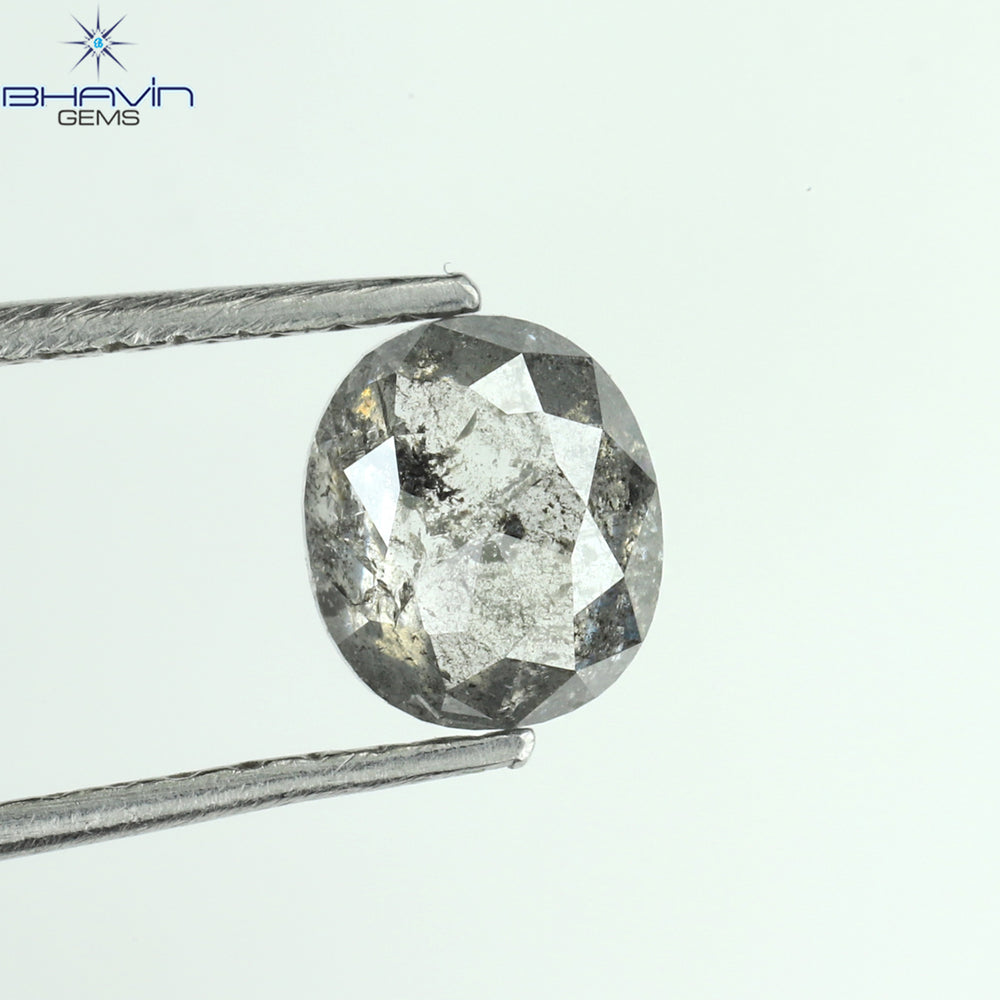 0.76 CT Oval Shape Natural Diamond Salt And Pepper Color I3 Clarity (5.72 MM)