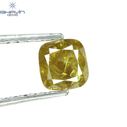 0.61 CT Cushion Shape Natural Diamond Yellow Green Color I2 Clarity (4.58 MM)