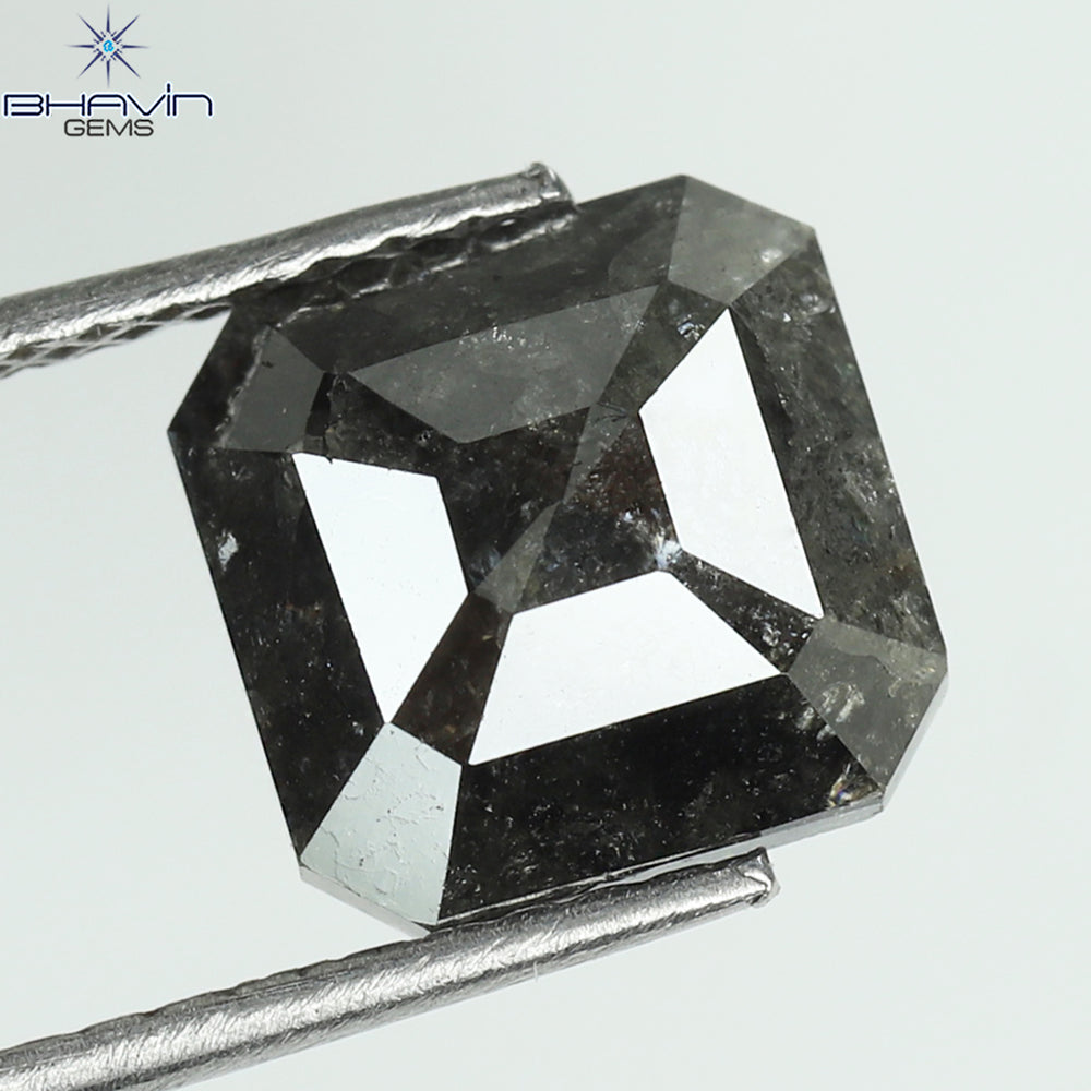 2.74 CT Emerald Shape Natural Loose Diamond Salt And pepper Color I3 Clarity (7.86 MM)