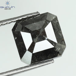 2.74 CT Emerald Shape Natural Loose Diamond Salt And pepper Color I3 Clarity (7.86 MM)