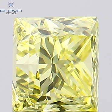 0.50 CT Princess Shape Natural Diamond Yellow Color VVS1 Clarity (4.10 MM)