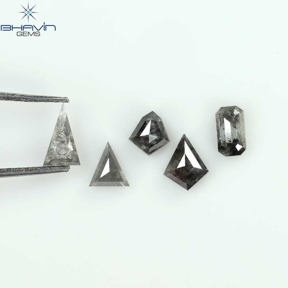 1.04 CT/5 PCS Mix Shape Natural Diamond Salt And Pepper Color I3 Clarity (5.75 MM)