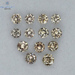 0.52 CT/13 Pcs Round Shape Natural Loose Diamond Brown Pink (Argyle) Color VS2 Clarity (2.35 MM)