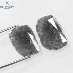 2.32 CT/2 PCS Slice Diamond Salt And Pepper Color Clarity I3 (12.50 MM)