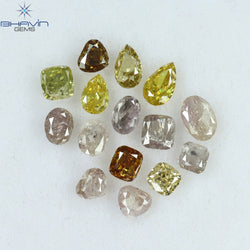 3.04 CT/15 Pcs Mix Shape Natural Diamond Pink Yellow Color I2 Clarity (5.00 MM)