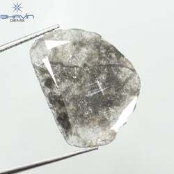 6.04 CT スライス シェイプ ナチュラル ダイヤモンド ソルト アンド ペッパー カラー I3 クラリティ (21.71 MM)