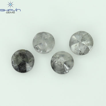 0.56 CT /4 Pcs Uncut Shape Salt And Pepper Natural Loose Diamond I3 Clarity (3.10 MM)