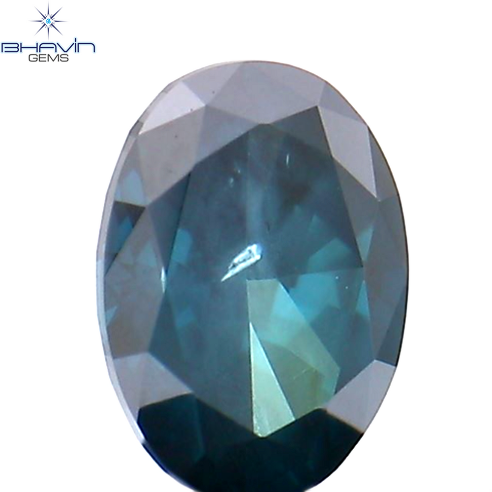 0.38 CT Oval Shape Natural Diamond Blue Color SI2 Clarity (5.00 MM)
