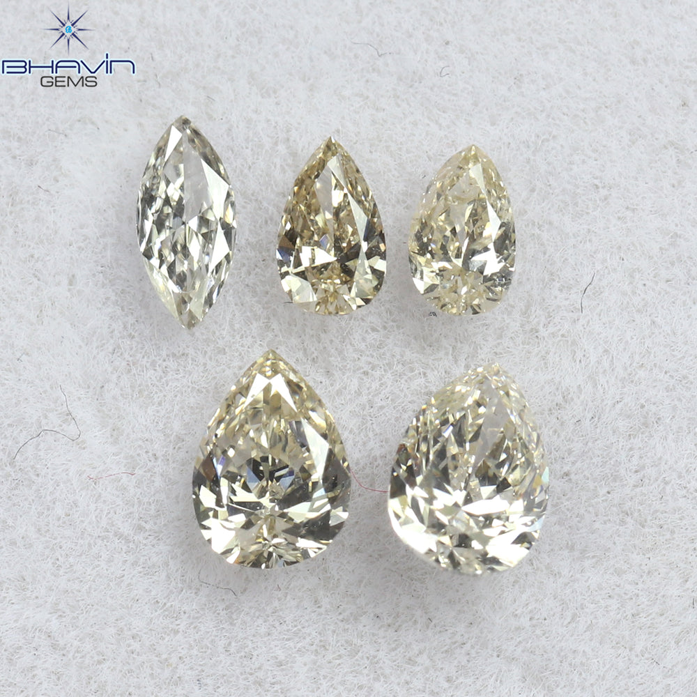 0.57 CT/5 Pcs Pear Shape Natural Diamond White(K) Color VS2 Clarity (4.40 MM)