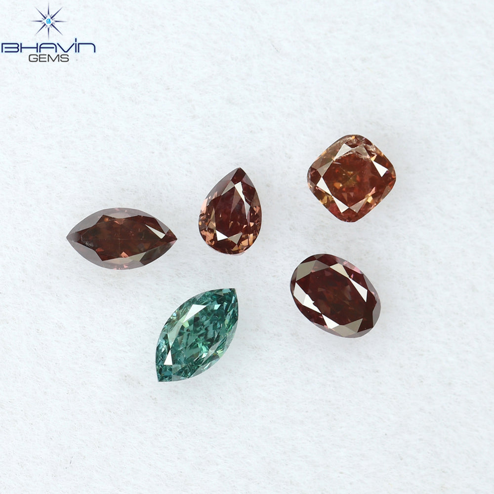 0.47 CT/5 Pcs Mix Shape Natural Diamond Pink Color SI Clarity (3.00 MM)