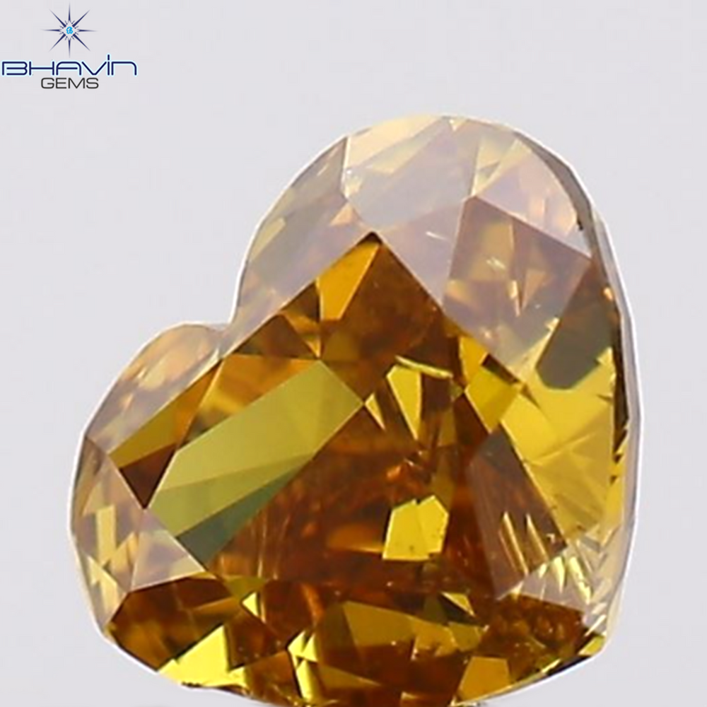 0.26 CT Heart Shape Natural Diamond Orange Color SI1 Clarity (3.50 MM)
