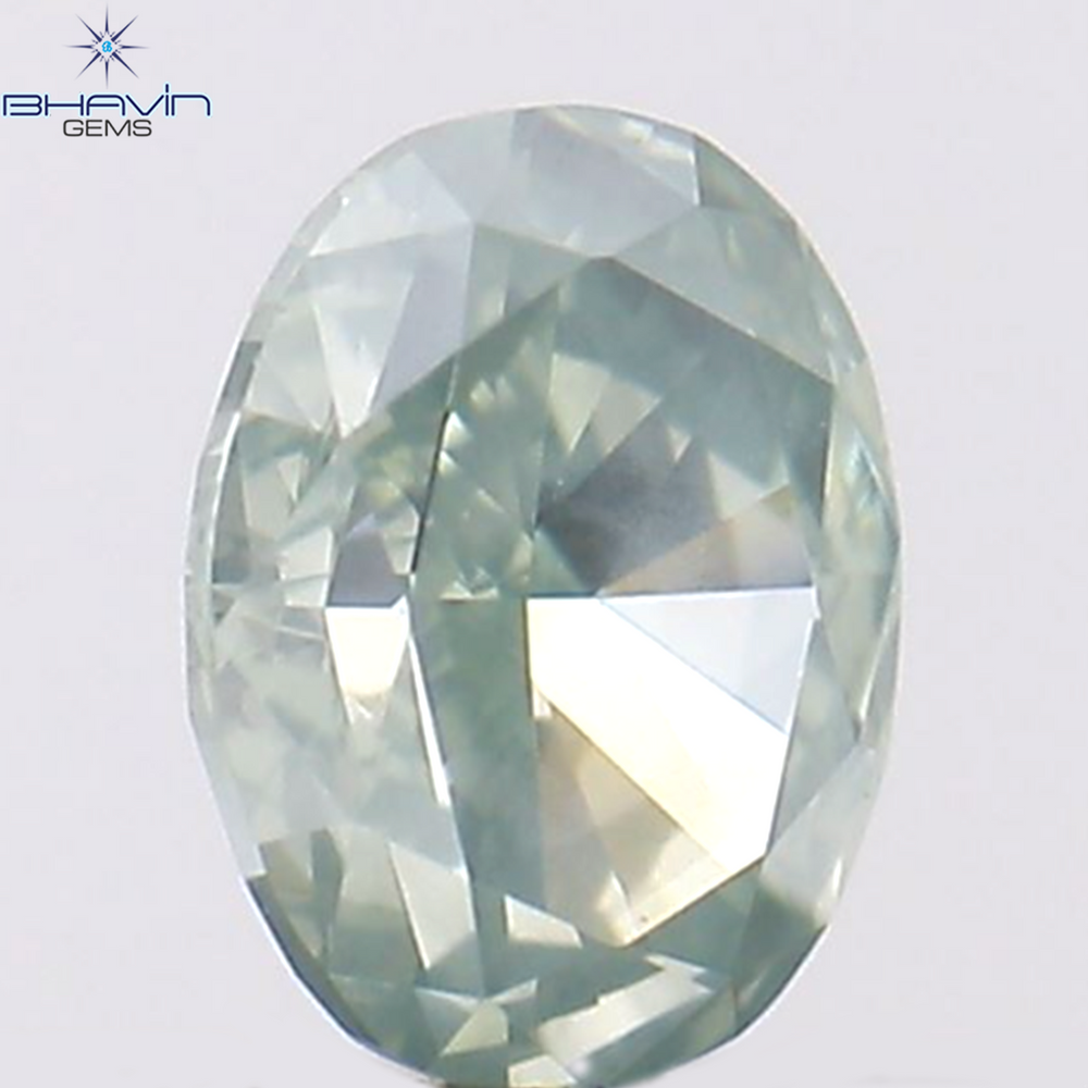 0.14 CT Oval Shape Natural Diamond Greenish Blue Color SI1 Clarity (3.54 MM)