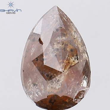 2.60 CT Pear Shape Natural Diamond Peach (Salt And Pepper) Color I3 Clarity (10.33 MM)