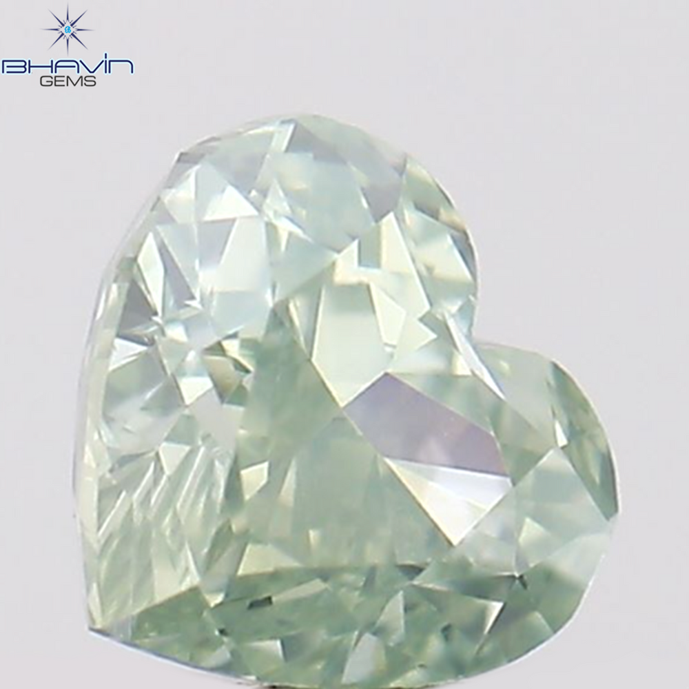 0.22 CT Heart Shape Natural Diamond Bluish Green Color VS2 Clarity (3.60 MM)