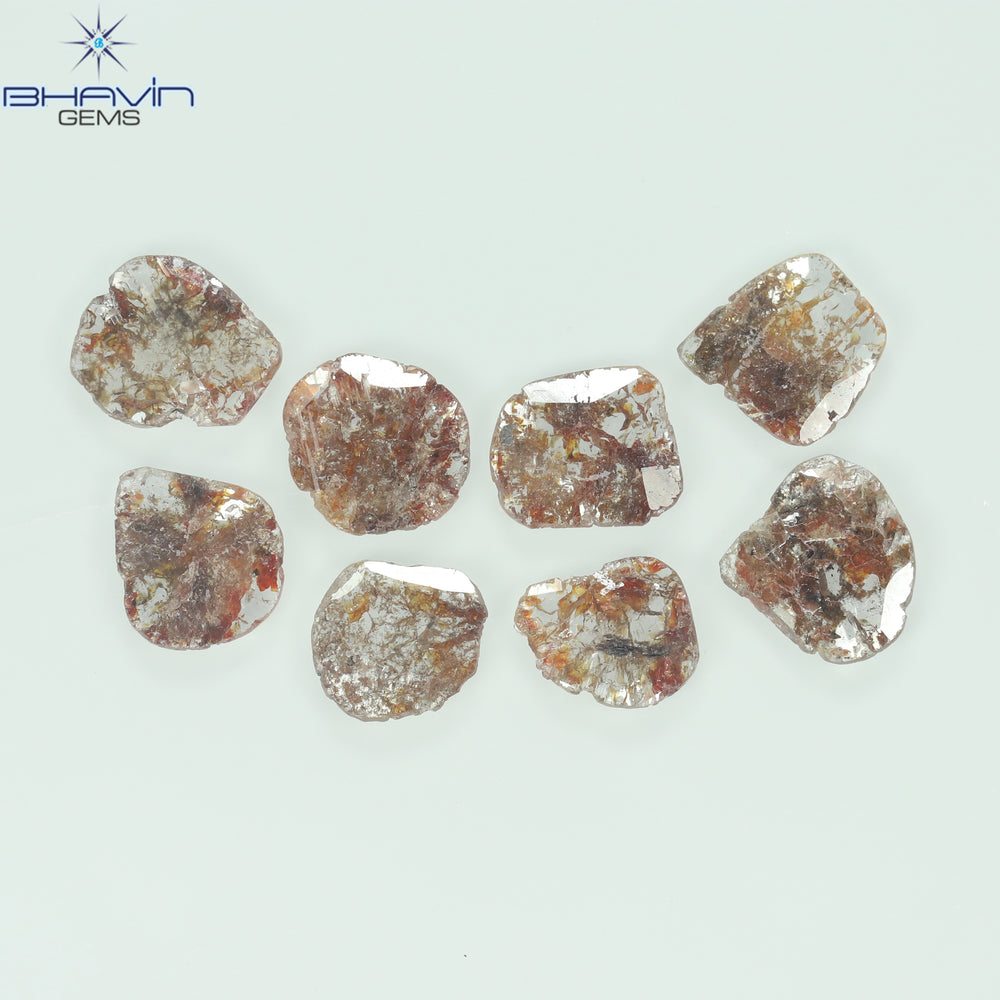 5.09 CT/8 Pcs Slice Shape Natural Loose Diamond Brown Color I3 Clarity (9.26 MM)