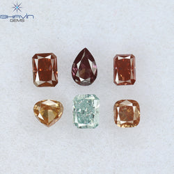 0.58 CT/6 Pcs Mix Shape Natural Diamond Pink Color SI2 Clarity (3.17 MM)