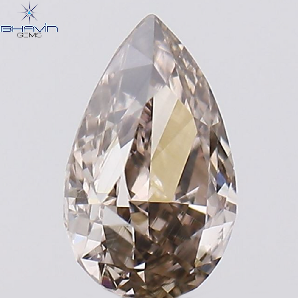 0.19 CT Pear Shape Natural Diamond Brown Pink Color VS1 Clarity (4.50 MM)