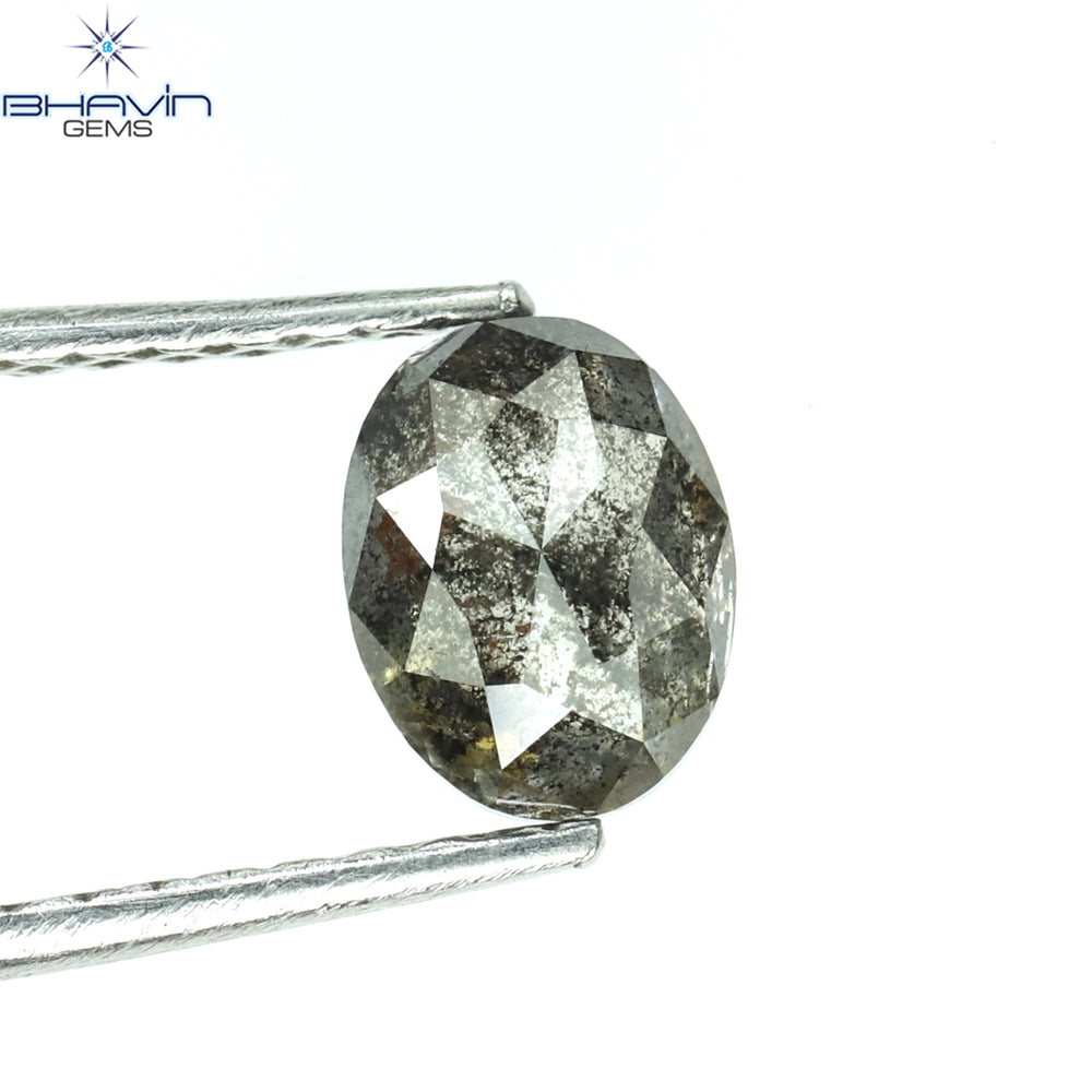 0.88 CT Oval Shape Natural Diamond Salt And Pepper Color I3 Clarity (6.28 MM)