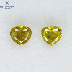 0.40 CT/2 Pcs Heart Shape Natural Loose Diamond Yellow Color SI2 Clarity (3.70 MM)