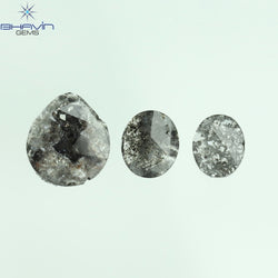 0.92 CT スライス形状 天然ダイヤモンド ソルト アンド ペッパー カラー I3 クラリティ (10.75 MM)