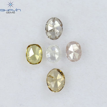 0.50 CT/5 Pcs Oval Shape Natural Diamond Mix Color SI2 Clarity (4.00 MM)