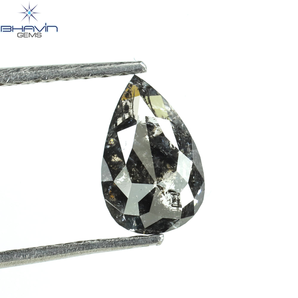 0.64 CT Pear Shape Natural Loose Diamond Salt And Pepper Color I3 Clarity (7.47 MM)