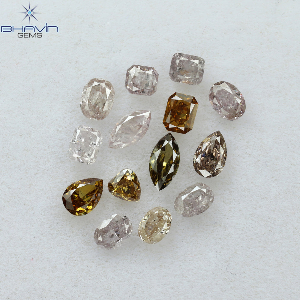 1.38 CT/14 Pcs Mix Shape Natural Diamond Pink Color I2 Clarity (4.75 MM)