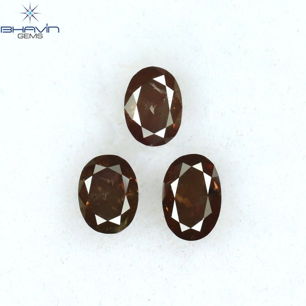 0.93 CT/3 Pcs Oval Shape Natural Diamond Pink Color I1 Clarity (5.05 MM)