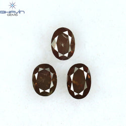 0.93 CT/3 Pcs Oval Shape Natural Diamond Pink Color I1 Clarity (5.05 MM)