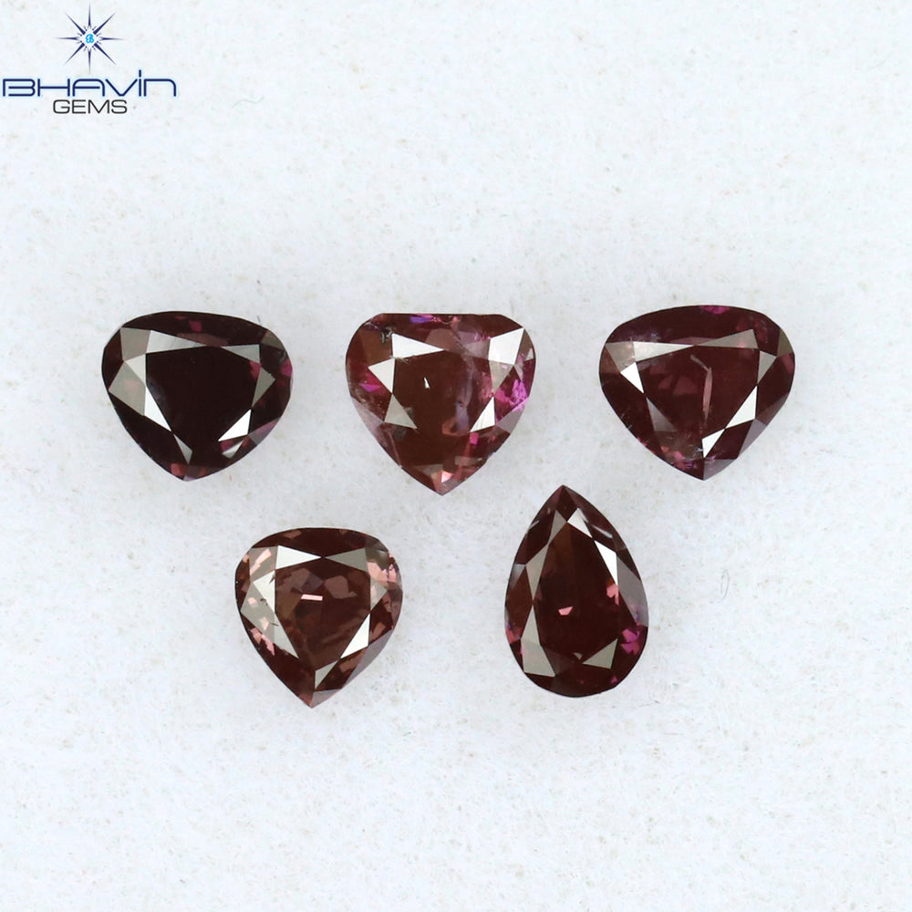 0.75 CT/5 Pcs Mix Shape Natural Diamond Pink Color SI2 Clarity (4.00 MM)