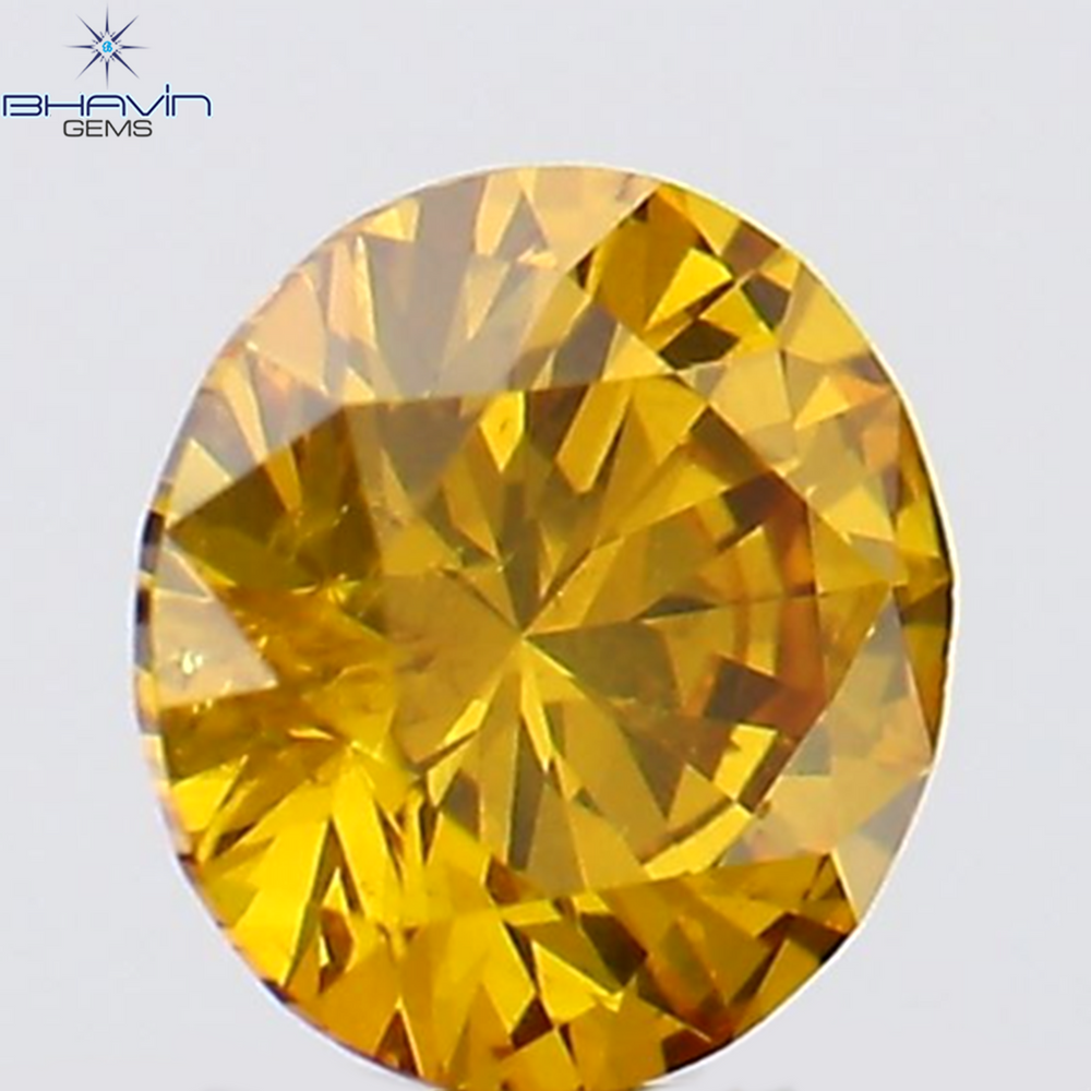 0.18 CT Round Shape Natural Diamond Orange Yellow Color SI2 Clarity (3.69 MM)