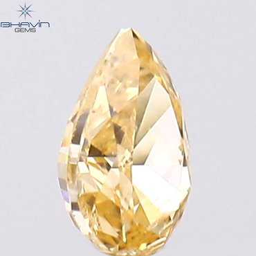 0.08 CT Pear Shape Natural Diamond Orange Color SI1 Clarity (3.27 MM)