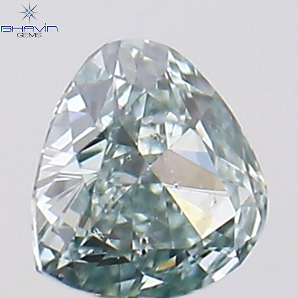 0.07 CT Heart Shape Natural Diamond Greenish Blue Color SI1 Clarity (2.65 MM)