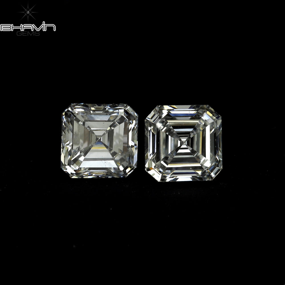 0.20 CT/2 Pcs Asscher Shape White (G+) Color Natural Loose Diamond VVS-VS Clarity (2.40 MM)