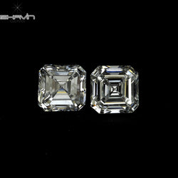 0.20 CT/2 Pcs Asscher Shape White (G+) Color Natural Loose Diamond VVS-VS Clarity (2.40 MM)